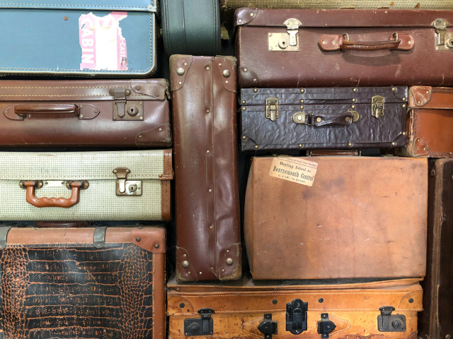 A pile of suitcases