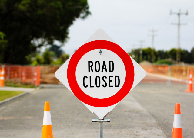 A road closed sign